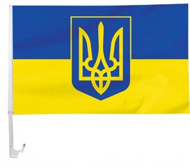 Automašīnas Ukrainas karogs ar ģerboni 45х30 cena un informācija | Karogi un aksesuāri | 220.lv