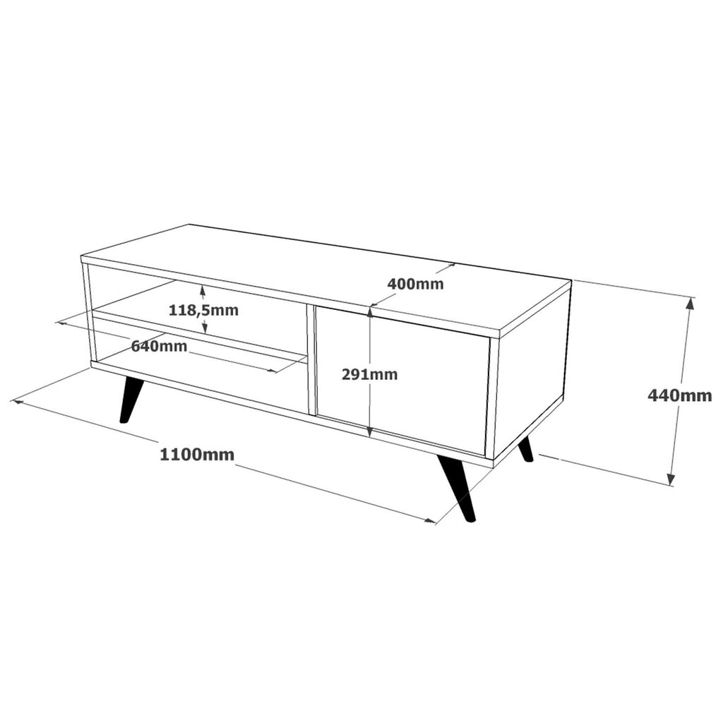 TV galdiņš Kalune Design CD1, melns cena un informācija | TV galdiņi | 220.lv