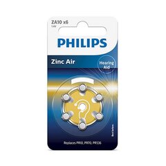 Philips ZA10 1.4В элементы для слуховых аппаратов, 6 шт цена и информация | Батарейки | 220.lv