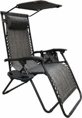 Fotel leżak ogrodowy składany z daszkiem i zagłówkiem szary цена и информация | Шезлонги | 220.lv