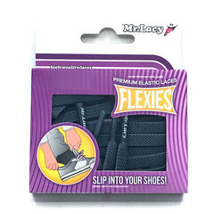 Mr.Lacy Flexies плоский резиновый шнур, серый, 90 см цена и информация | Для ухода за обувью и одеждой | 220.lv