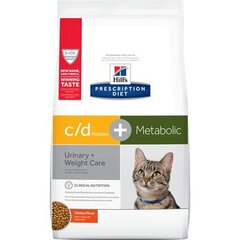 Hill's PRESCRIPTION DIET c/d Urinary Stress + Metabolic kaķu barība ar vistu, 1,5 kg cena un informācija | Sausā barība kaķiem | 220.lv