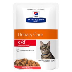 Hill's PRESCRIPTION DIET c/d Urinary Stress kaķu barība ar lasi, 12 x 85 g cena un informācija | Konservi kaķiem | 220.lv