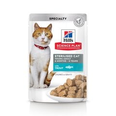 Hill's Science Plan Sterilised Cat Young Adult barība kaķiem ar forelēm, 12 x 85 g cena un informācija | Konservi kaķiem | 220.lv