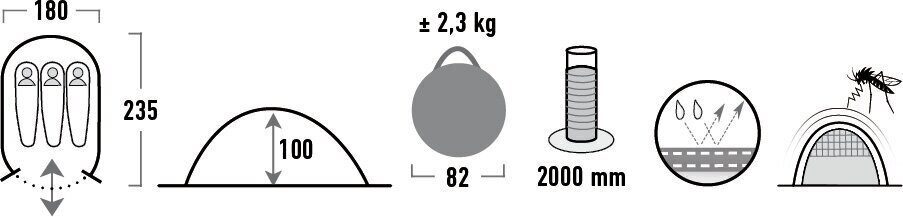 Telts High Peak Vision 3, zaļa cena un informācija | Teltis | 220.lv