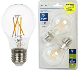 LED lampa, 2-pack E27 / 6 W / 600 lm / kvēldiegs A60 cena un informācija | Spuldzes | 220.lv