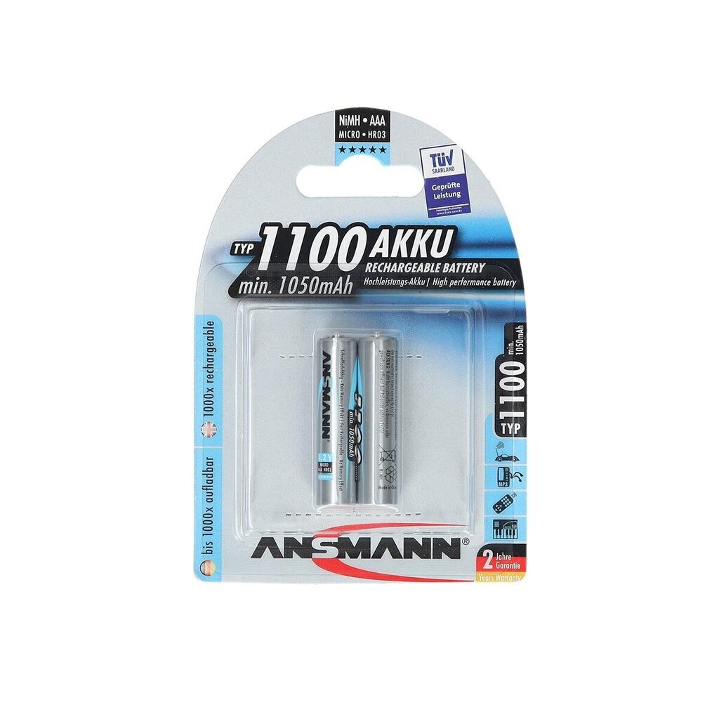 Baterijas, 5035222 AAA NiMH 2x1100mAh, 2 gab. цена и информация | Akumulatori fotokamerām | 220.lv