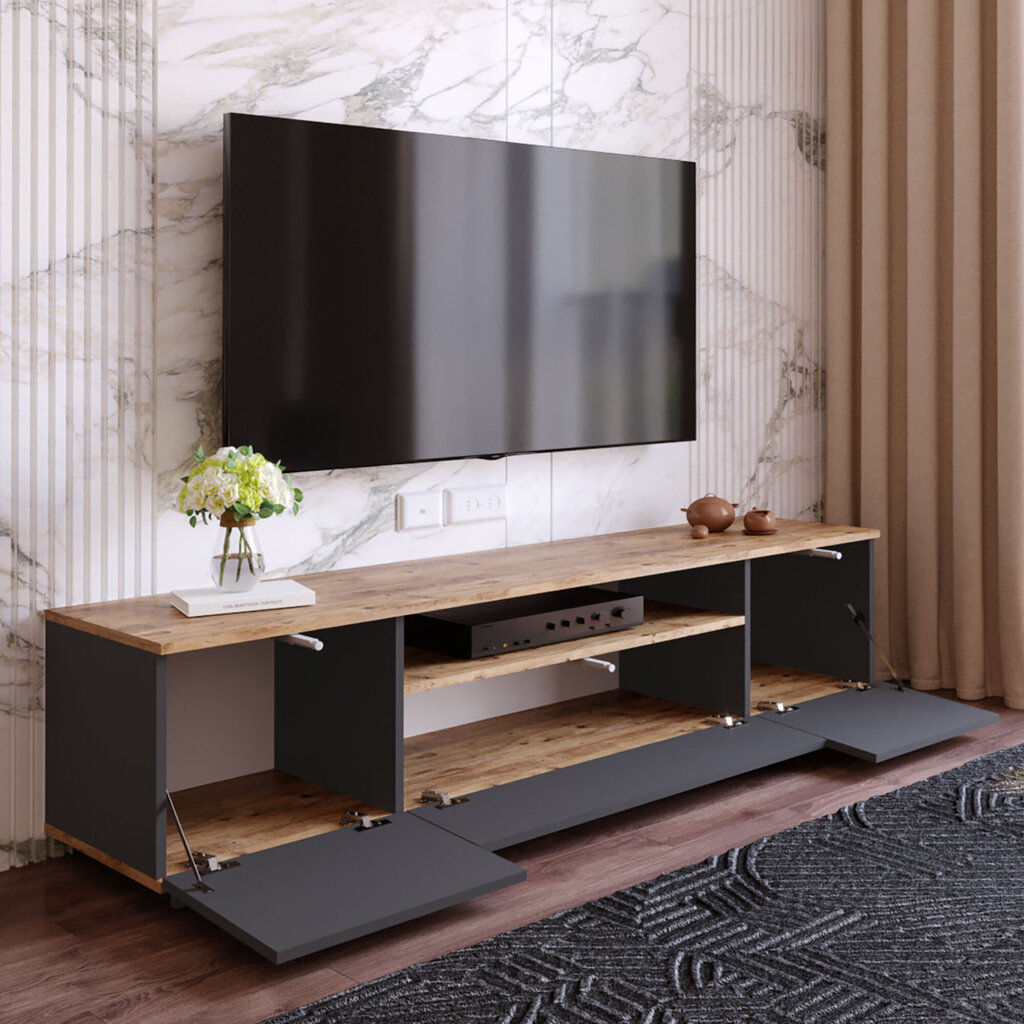 TV galdiņš Kalune Design FR7, brūns/pelēks цена и информация | TV galdiņi | 220.lv