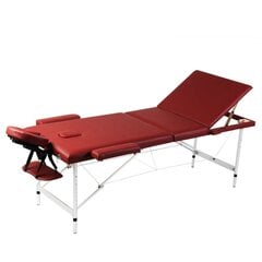 Складной массажный стол, 3 зоны, красный цена и информация | Аксессуары для массажа | 220.lv