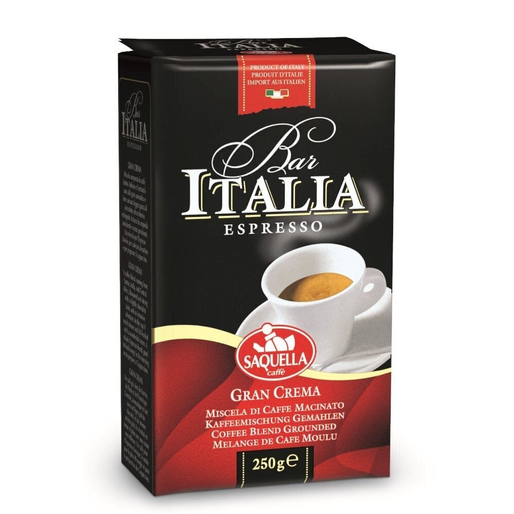 SAQUELLA Bar Italia Gran Crema maltā kafija, 250 g cena un informācija | Kafija, kakao | 220.lv