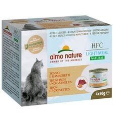 Almo Nature HFC Natural Light Meal, kaķiem, tuncis ar garnelēm, 4x50g. цена и информация | Консервы для котов | 220.lv