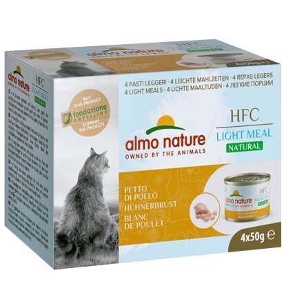 Almo Nature HFC Natural Light Meal, kaķiem, vistas krūtiņa, 4x50g. cena un informācija | Konservi kaķiem | 220.lv