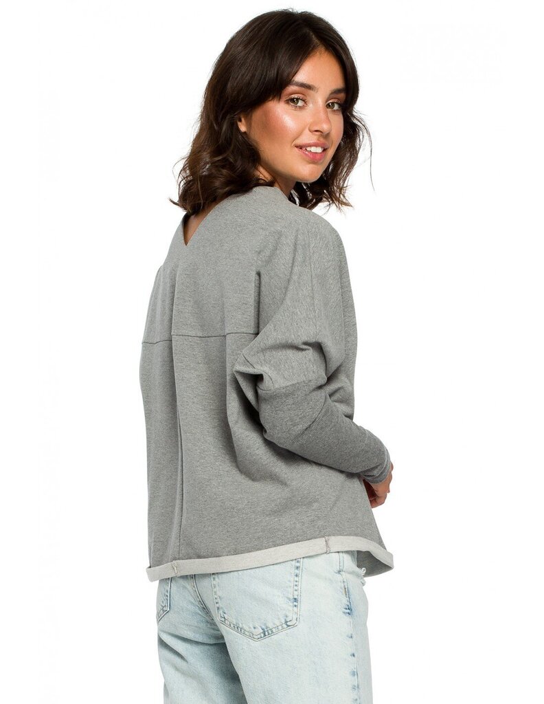 B094 Džemperis ar izgriezumu aizmugurē - pelēks cena un informācija | Sieviešu džemperi | 220.lv