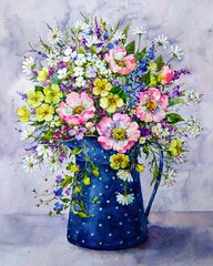 Komplekts gleznošana pēc numuriem 40x50 cm "Summer bouquet in a watering can" cena un informācija | Gleznas pēc numuriem | 220.lv