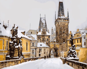 Komplekts gleznošana pēc numuriem 40x50 cm "Charles Bridge in winter, Prague" cena un informācija | Gleznas pēc numuriem | 220.lv