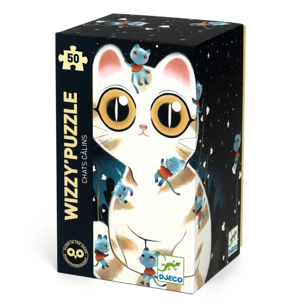 Tumsā spīdoša puzzle - Mīļie kaķīši - 50 gab., DJECO DJ07021 cena un informācija | Puzles, 3D puzles | 220.lv