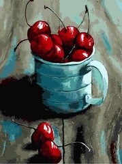 Komplekts gleznošana pēc numuriem 30x40 cm "Cherry in a mug" cena un informācija | Gleznas pēc numuriem | 220.lv