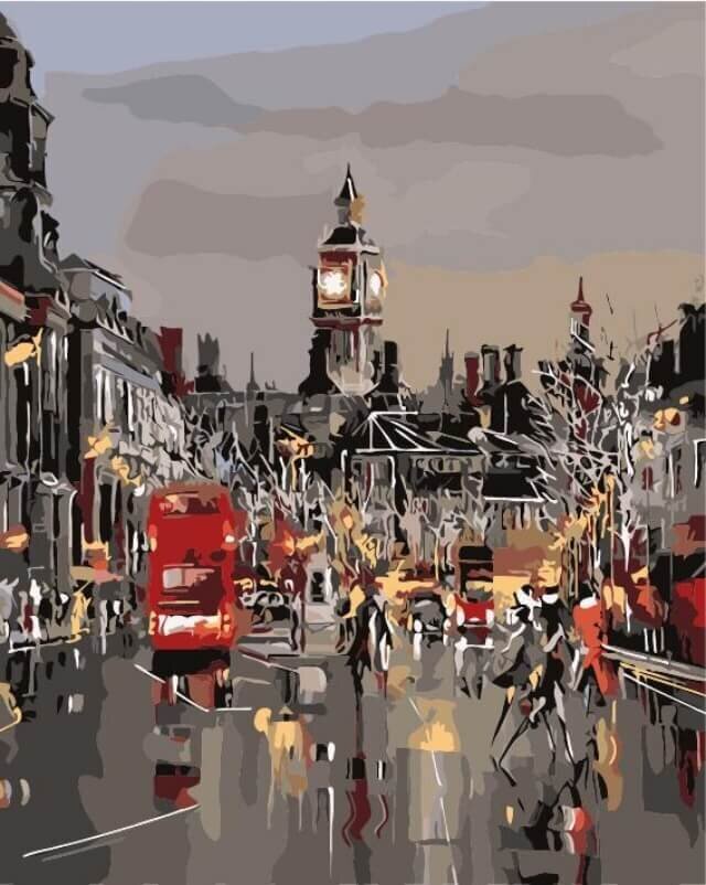 Komplekts gleznošana pēc numuriem 40x50 cm "Bright colors of England" cena un informācija | Gleznas pēc numuriem | 220.lv