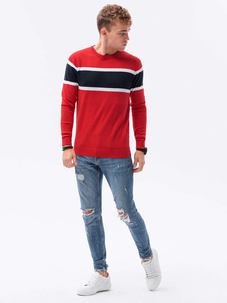 Vīriešu kokvilnas džemperis Ombre E190 sarkans cena un informācija | Vīriešu džemperi | 220.lv