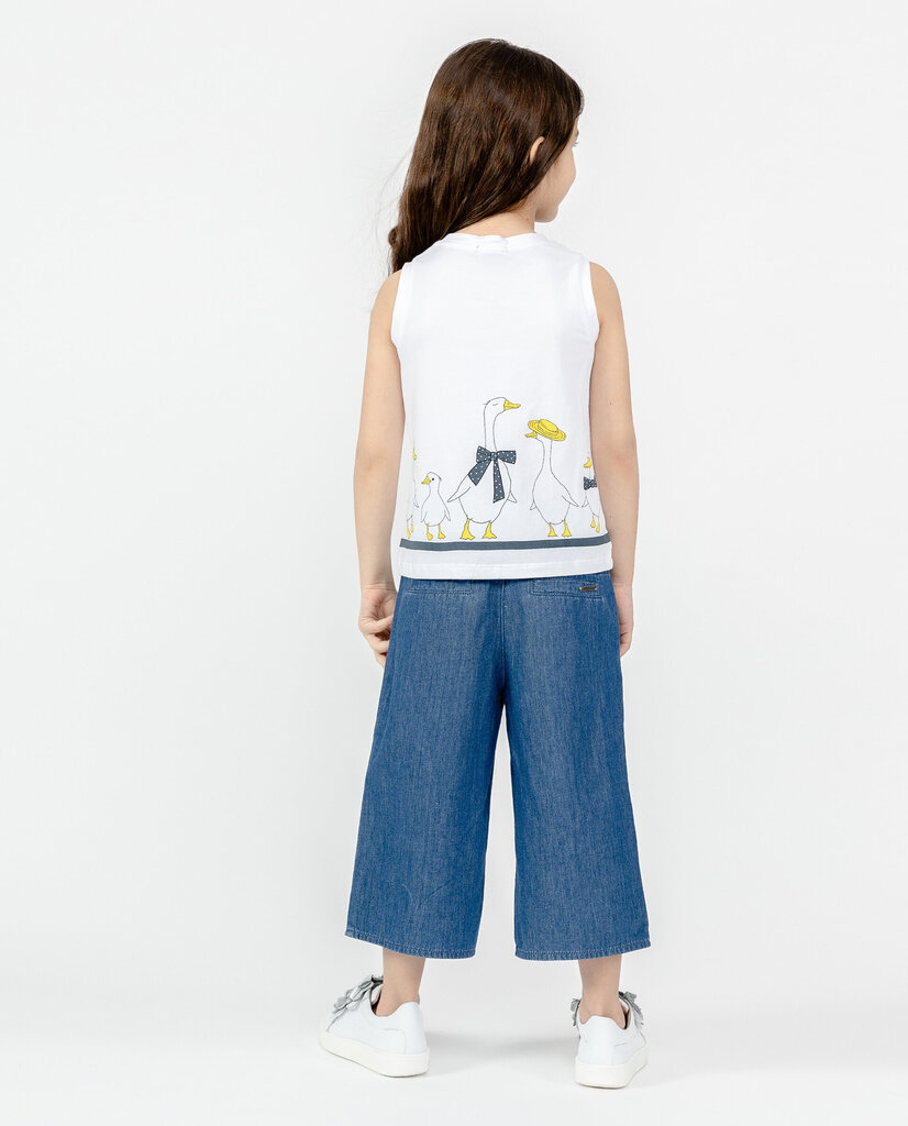 Apdrukāts T-krekls meitenēm Gulliver, balts, 110*56*51 cm цена и информация | Krekli, bodiji, blūzes meitenēm | 220.lv