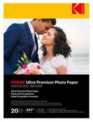 Ļoti glancēts fotopapīrs Kodak Ultra Premium Photo Paper 9891175, 13x18 cm, 280g/m², 20 lapas цена и информация | Тетради и бумажные товары | 220.lv