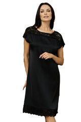 Атласная ночная сорочка Lega SN05, чёрная цена и информация | Женские пижамы, ночнушки | 220.lv