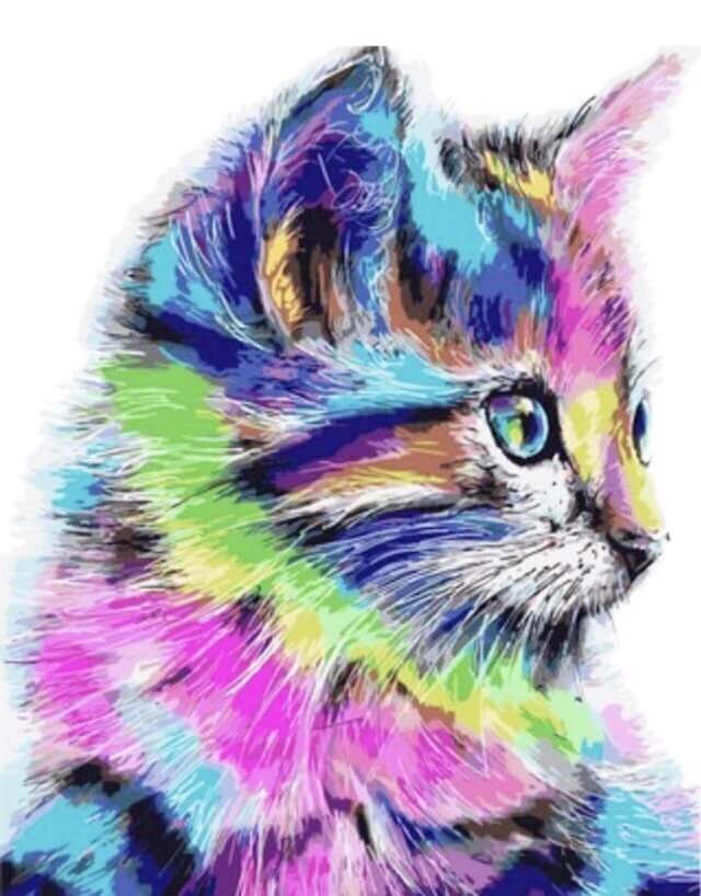 Dimanta mozaīka 40x50 cm "Colorful cat" цена и информация | Dimantu mozaīkas | 220.lv