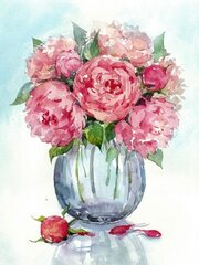 Dimanta mozaīka 40x50 cm "Delicate peonies" cena un informācija | Dimantu mozaīkas | 220.lv