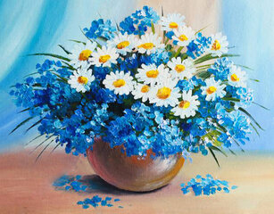 Dimanta mozaīka 40x50 cm "Daisies cornflowers" cena un informācija | Dimantu mozaīkas | 220.lv