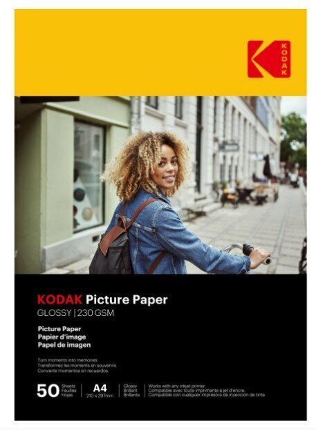 Glancēts fotopapīrs Kodak Picture Paper 9891267, A4, 230g/m², 50 lapas cena un informācija | Burtnīcas un papīra preces | 220.lv