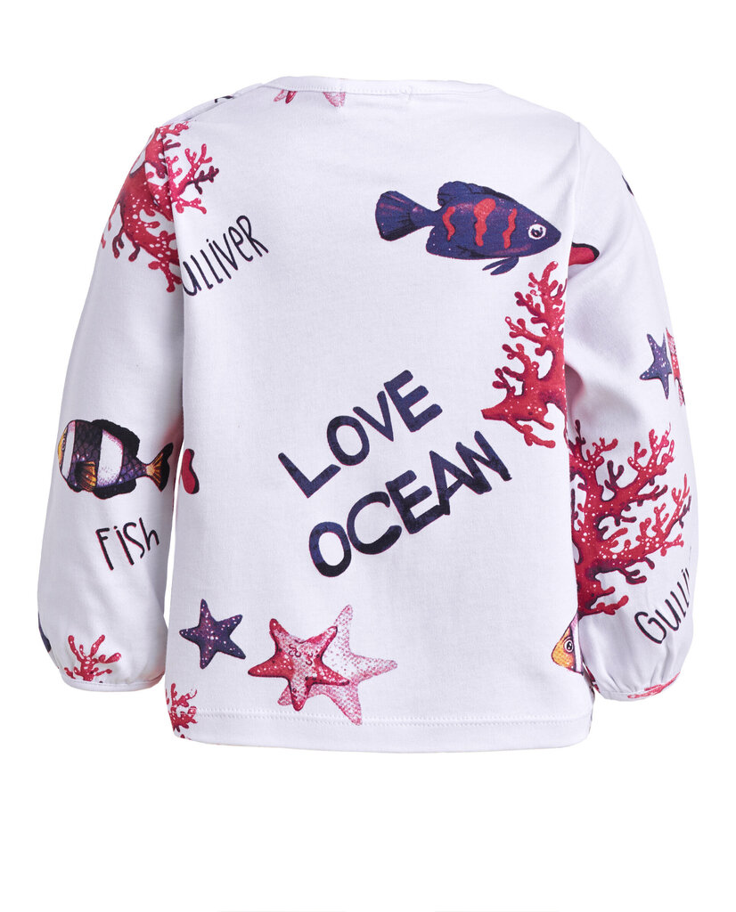 T-krekls ar ornamentu “Okeāna iemītnieki” meitenēm Gulliver, balts cena un informācija | Krekli, bodiji, blūzes meitenēm | 220.lv