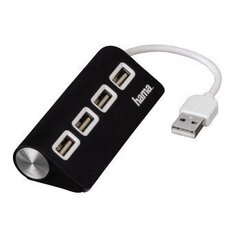 USB centrmezgls Hama 00012177, USB 2.0 x 4, melns cena un informācija | Adapteri un USB centrmezgli | 220.lv