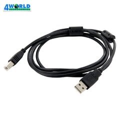 4World 05351 USB 2.0 A-plug AM-BM Printera vads Kabelis 1.4m Melns cena un informācija | Kabeļi un vadi | 220.lv