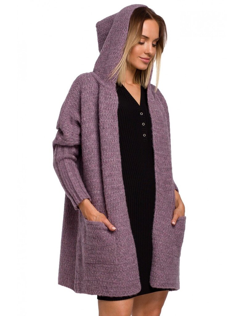 Jaka sievietēm M556 ar kapuci un rievotām piedurknēm - violeta cena un informācija | Sieviešu džemperi | 220.lv