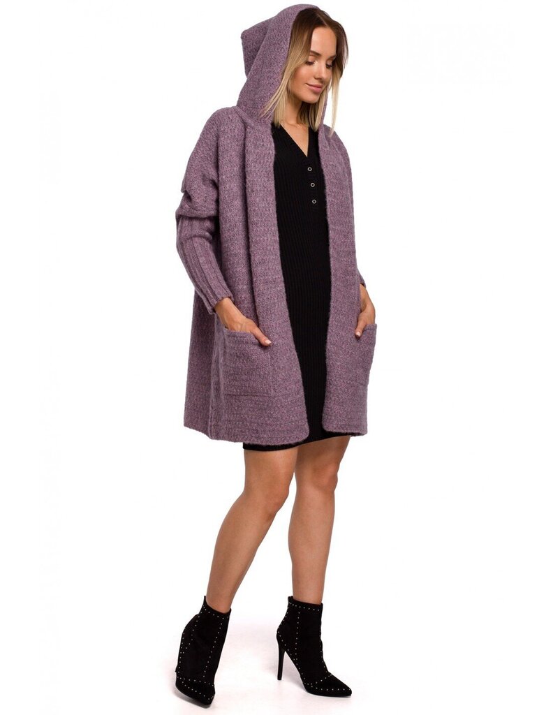 Jaka sievietēm M556 ar kapuci un rievotām piedurknēm - violeta cena un informācija | Sieviešu džemperi | 220.lv