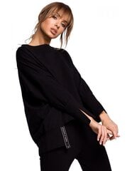 Džemperis sievietēm M491 ar sānu šķēlumiem - melns cena un informācija | Sieviešu džemperi | 220.lv