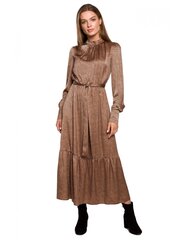S290 Платье макси с оборкой - леопардовый принт - модель 2 цена и информация | Платья | 220.lv