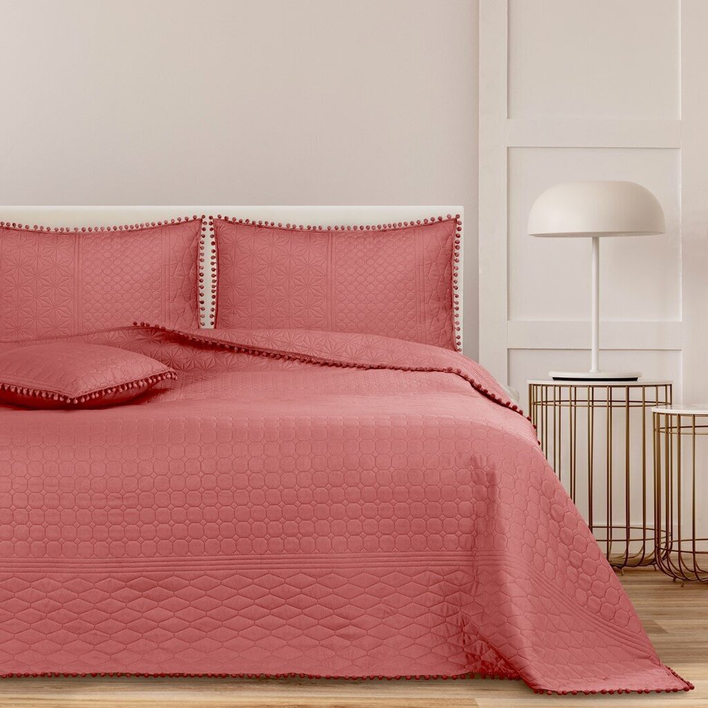 AmeliaHome stepēts gultas pārklājs ar kušķiem Meadore, 240x260 cm cena un informācija | Gultas pārklāji, pledi | 220.lv