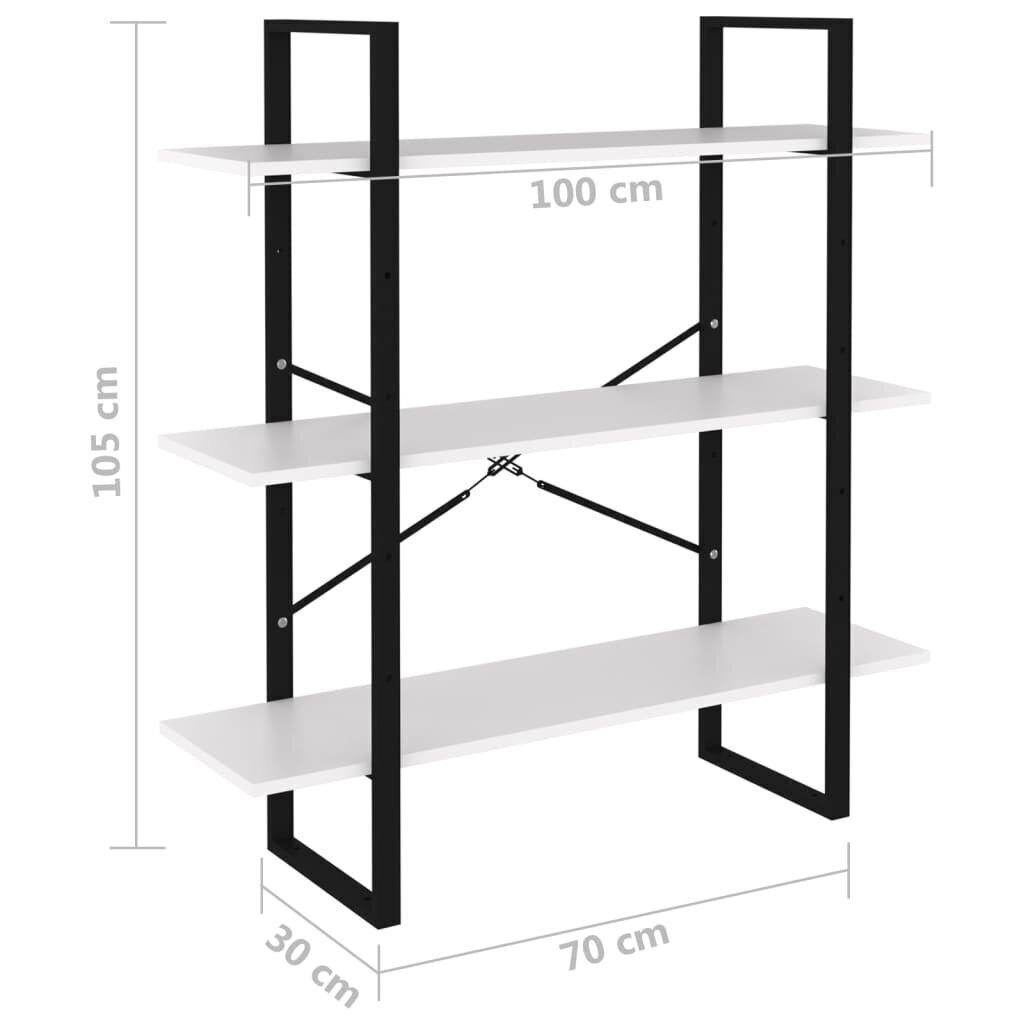 vidaXL grāmatu plaukts, balts, 100x30x105 cm, skaidu plāksne cena un informācija | Plaukti | 220.lv