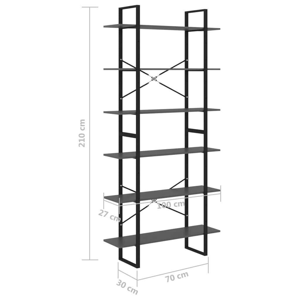 vidaXL augstais plaukts, pelēks, 100x30x210 cm, priedes masīvkoks cena un informācija | Plaukti | 220.lv