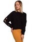Džemperis sievietēm M539 ar caurumiem uz piedurknēm, melns cena un informācija | Sieviešu džemperi | 220.lv