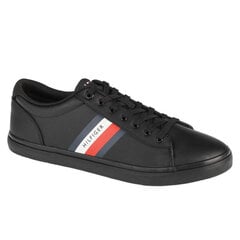 Ikdienas sporta apavi vīriešiem Tommy Hilfiger Essential Leather Vulc Stripes M FM0FM03722, melnā krāsā cena un informācija | Sporta apavi vīriešiem | 220.lv