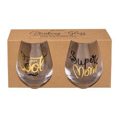 Stikla glāžu komplekts "Super Mom & Cool Daddy" cena un informācija | Citas oriģinālas dāvanas | 220.lv