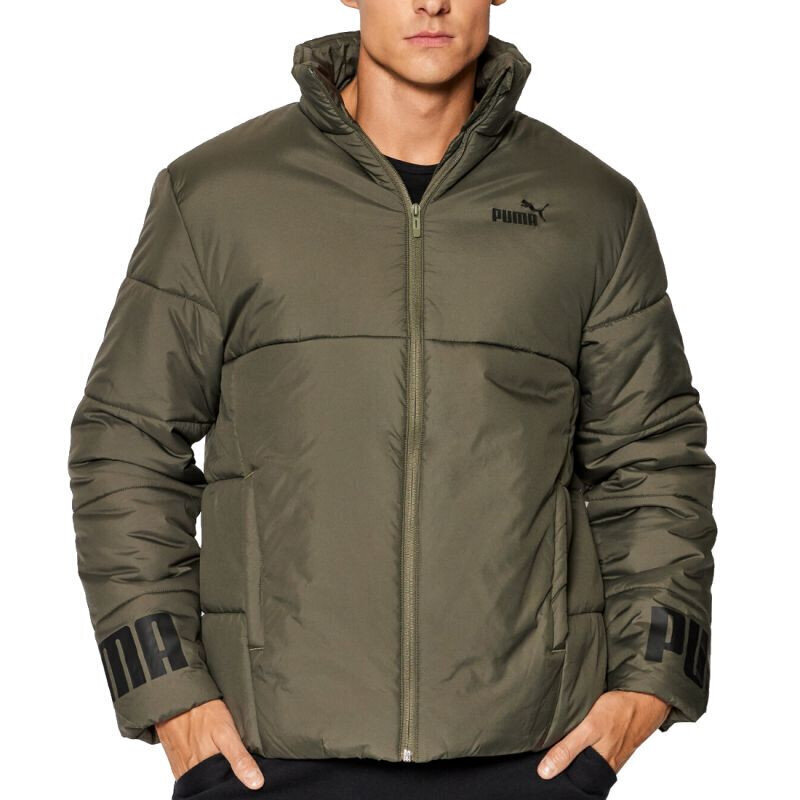 Jaka vīriešiem Puma Essentials Padded Jacket M 587689-44, zaļa цена и информация | Vīriešu virsjakas | 220.lv