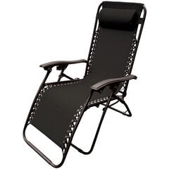 Saliekamais krēsls-gulta Royokamp, melns cena un informācija | Sauļošanās krēsli | 220.lv