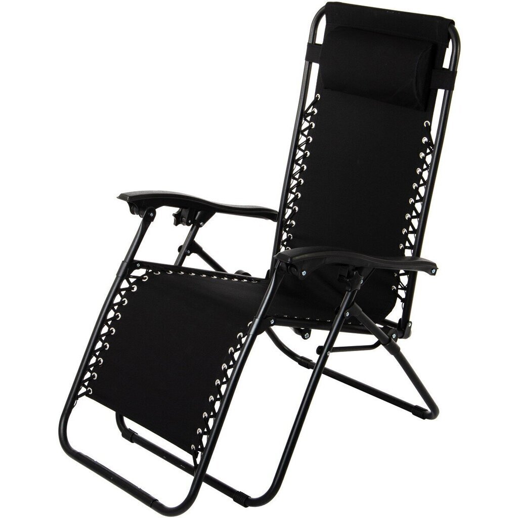 Saliekamais krēsls-gulta Royokamp, melns цена и информация | Sauļošanās krēsli | 220.lv