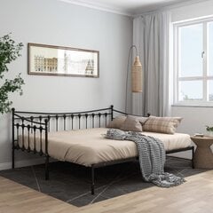 vidaXL izvelkams dīvāna rāmis, melns, metāls, 90x200 cm cena un informācija | Gultas | 220.lv