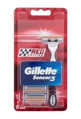 Skuveklis Gillette Sensor 3 Red Edition + skūšanās galviņas cena un informācija | Skūšanās piederumi, kosmētika | 220.lv