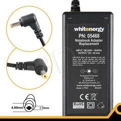 Whitenergy 100-240V, 12V, 3A цена и информация | Зарядные устройства для ноутбуков  | 220.lv