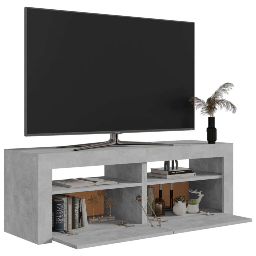 vidaXL TV galdiņš ar LED lampiņām, 120x35x40 cm, betona pelēks cena un informācija | TV galdiņi | 220.lv